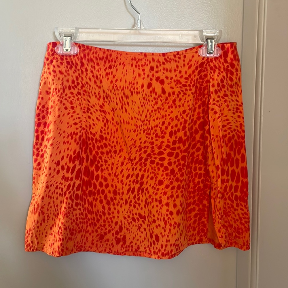 Orange Cheetah print mini skirt